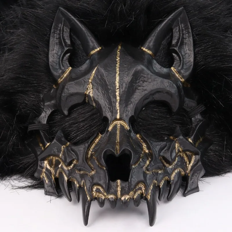 Halloween Faux Fur Medieval Viking Wolf Skull Mantle Hat Shoulder Cloak Cosplay Costume Carnival Party Cos Props Headgear view 5