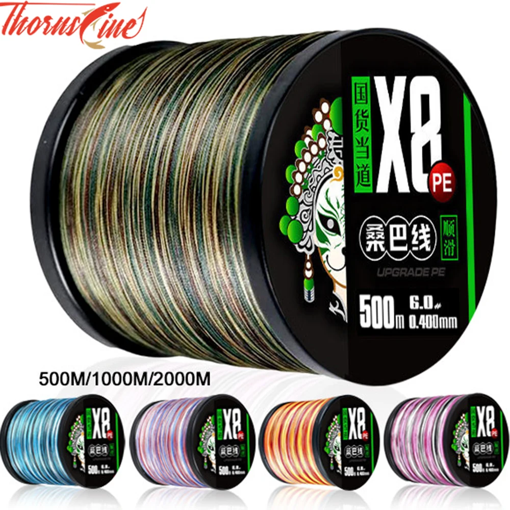 THORNSLINE Saltwater Multifilament X8 Line 8 Threads Braided Fishing Line 1000M 2000M 16-98LB  Carp Fly Wire From Japan PE Line