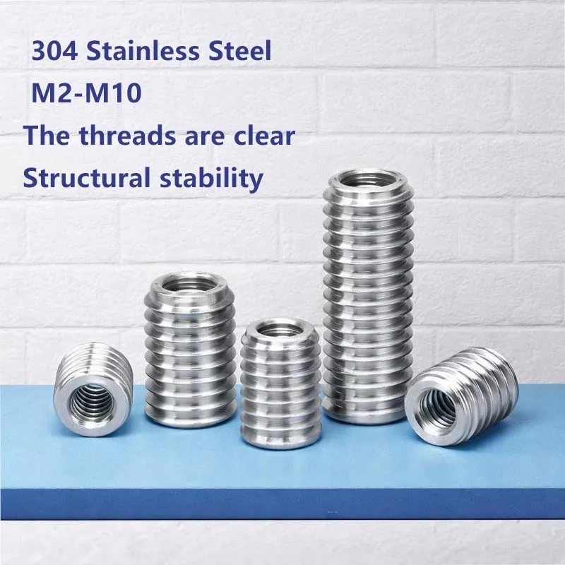 Slotted Inside Outside Self tapping Thread Adapter Screw M2-M10 304 Stainless Steel Wire Thread Insert Sleeve Conversion Nut