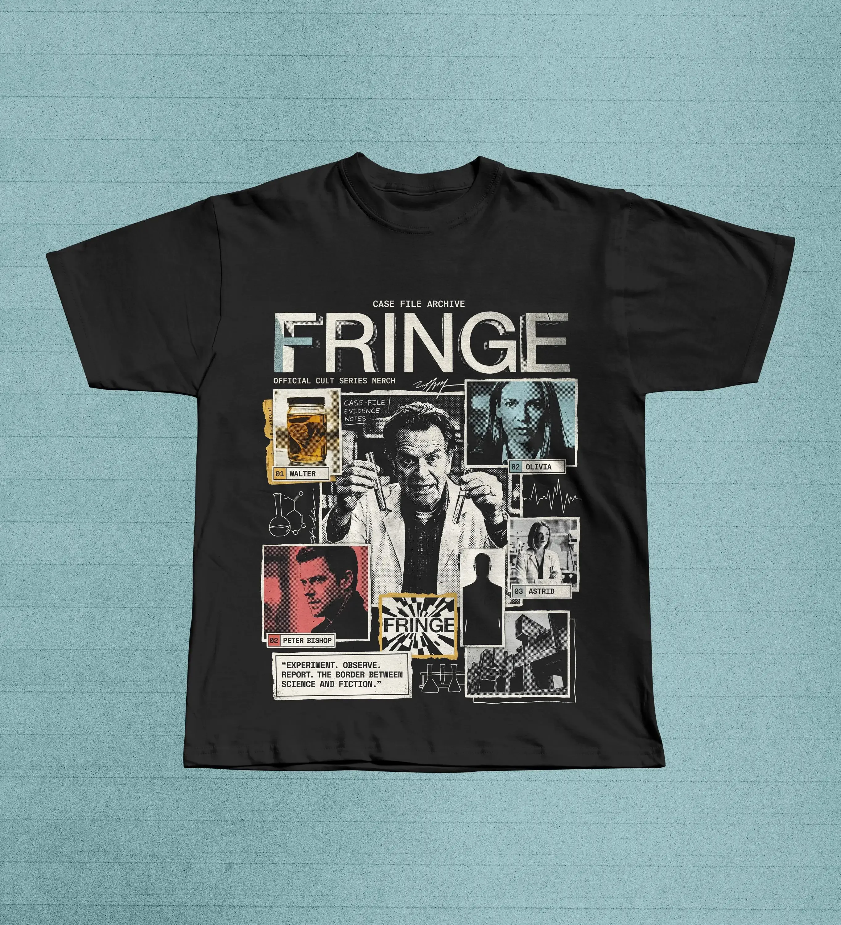 Fringe TV Show Graphic T-Shirt | Walter Bishop Olivia Dunham Sci-Fi Fan Merch
