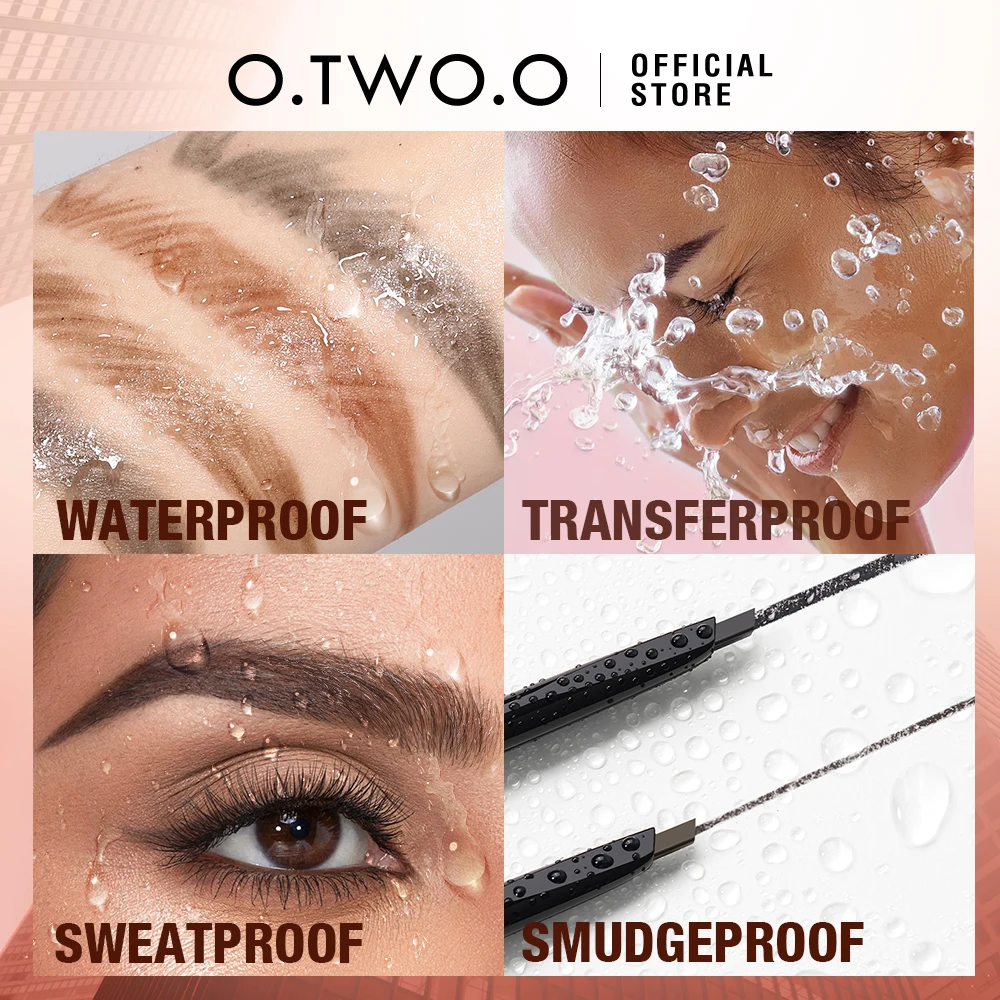 O.TWO.O Wenkbrauwpotlood 4 Kleuren Intrekbare Potlood Dubbelzijdig Borstel Fijne Tip Vormen Definieert Vullen Brow Make-Up Met wenkbrauw Trimmer