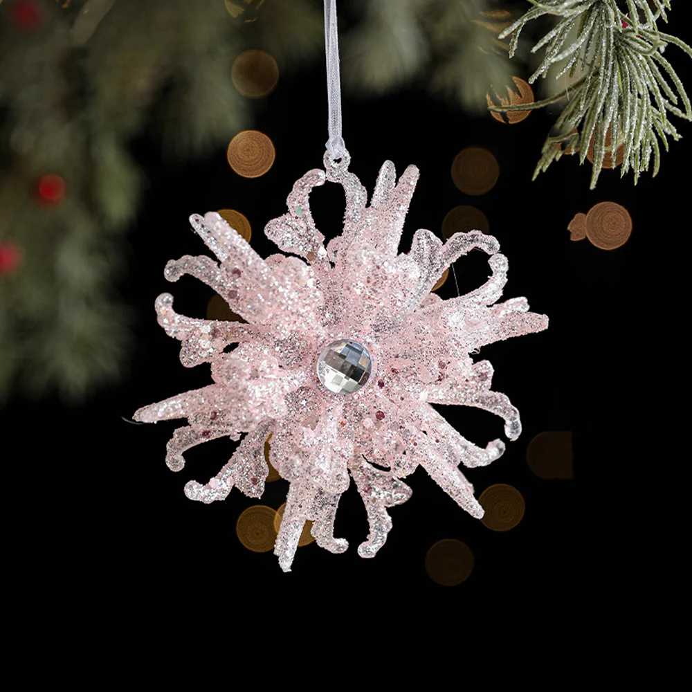 

Glitter Christmas Tree Pendant Slightly Sticky Candy Butterfly Snowflake Ornament Cartoon Plastic