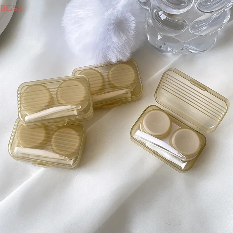 Cute Candy Color Contact Lens Case For Girl Portable Contact Lens Box Kit Beauty Lens Storage Container