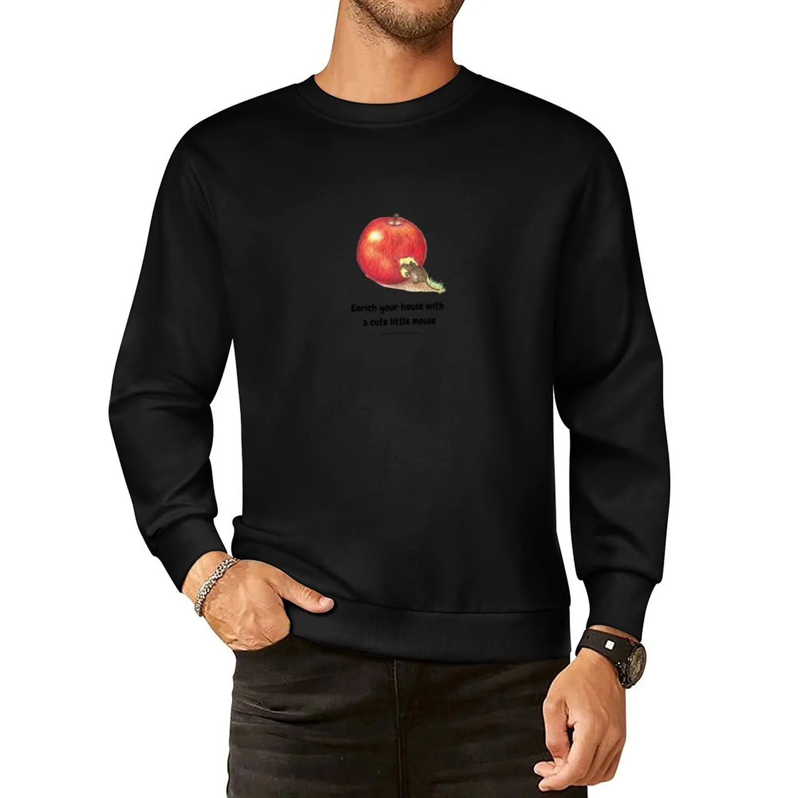 A mouse nibbling on an apple Pullover Hoodie men's clothing autumn new products men's coat men's sweat-shirt sweatshirt