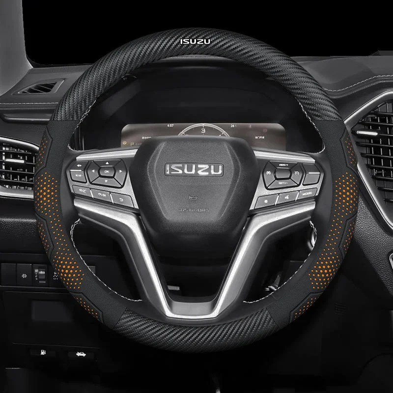 Car Anti-Slip Steering Wheel Cover For ISUZU D-MAX V-CROSS mu-X TAGA EV Suede Auto Interior Steering Wheel Accessories