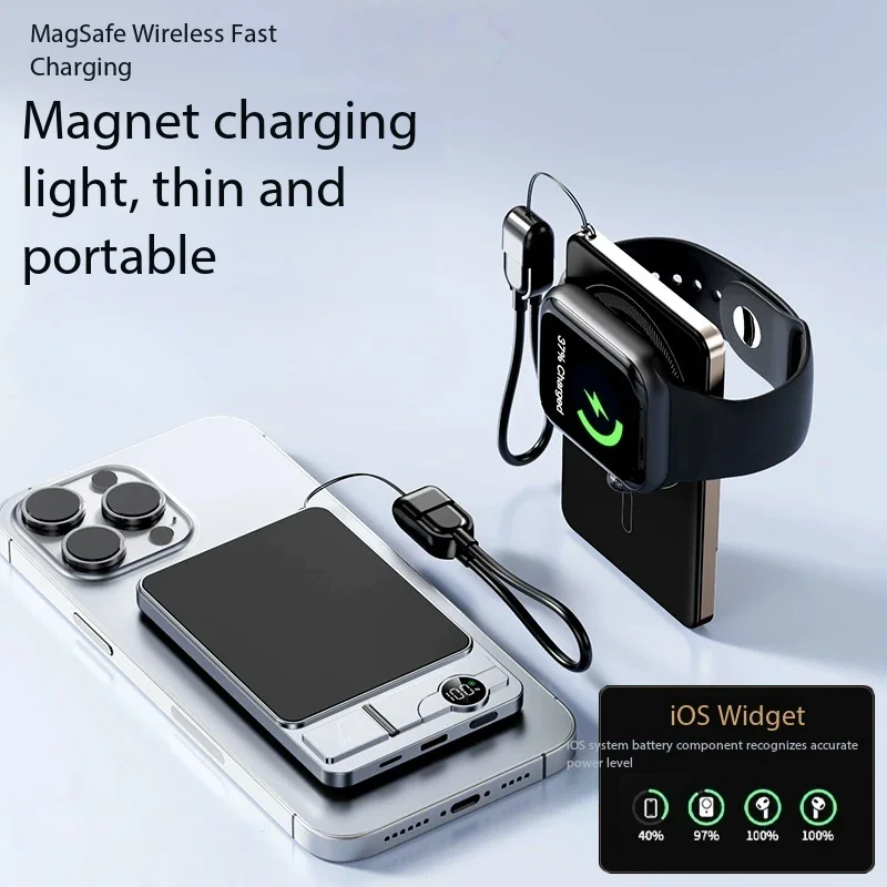 10000mAh Power Bank for MagSafe Magnetic Wireless 20W Fast Charging Battery bracket for IPhone Samsung Xiaomi