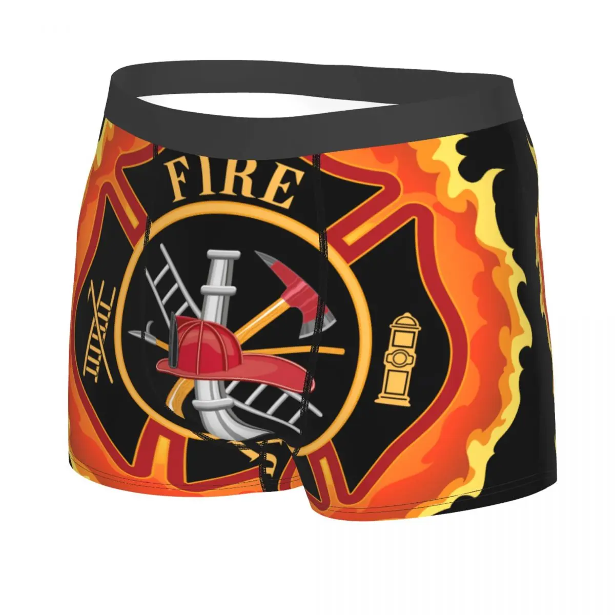 Firefighter Cross With Flames Boxer Shorts For Homme 3D Print Fire Rescue Fireman Underwear Panties Briefs Soft Underpants