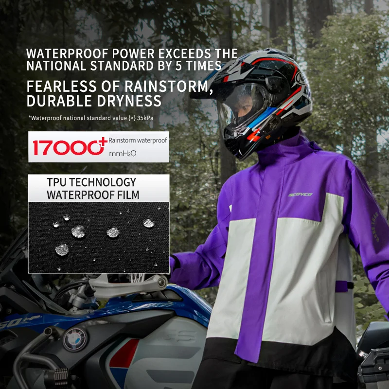 SCOYCO-chubasquero para motocicleta, chaqueta de prevención de lluvia, pantalones, impermeable dividido para motocicleta, impermeable para acampar, senderismo, pesca