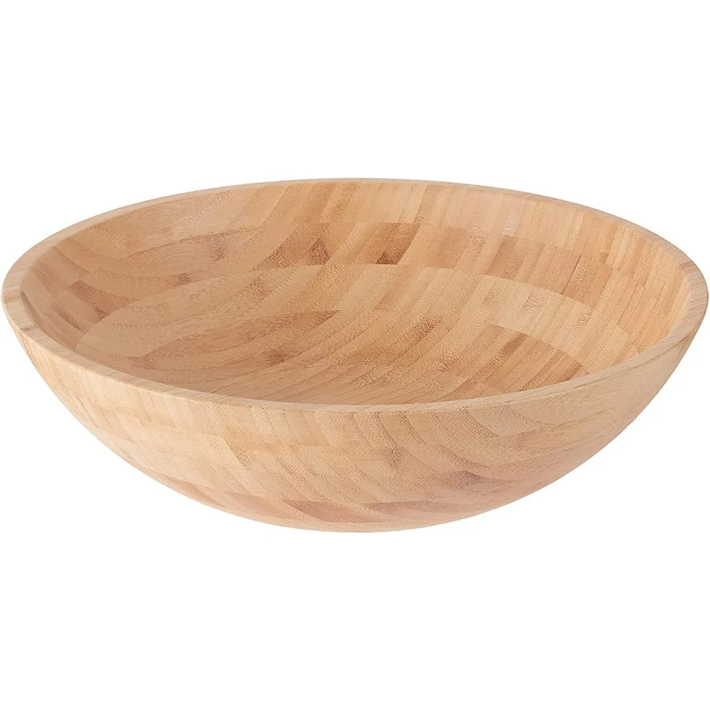 

Natural Bamboo Salad Bowl for Fruits and Cereal, 14" Diameter