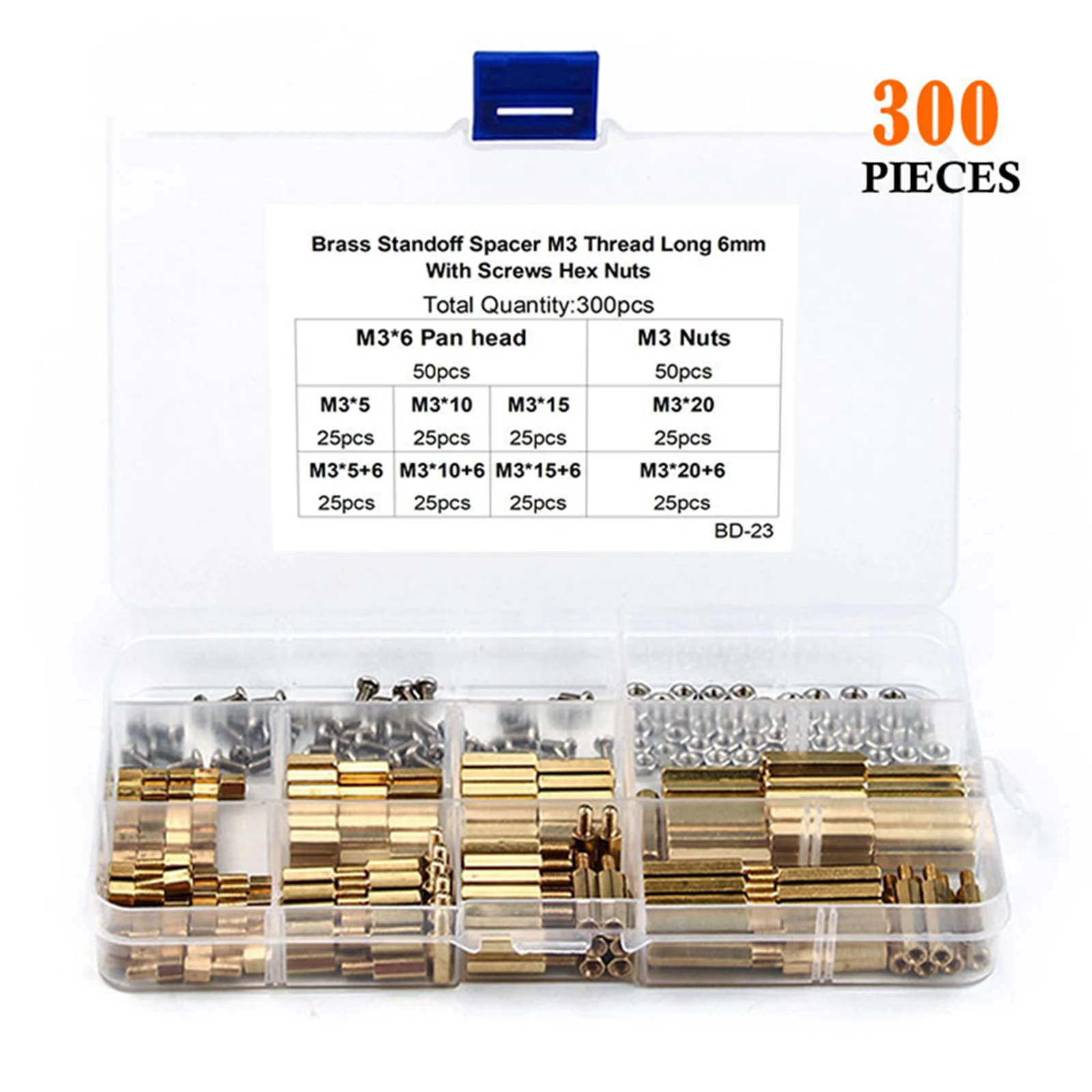 300 Pcs 3mm Male Female Hex Brass Spacer Standoff Screw Nut Assortment Kit Versatile Applications Tools Accessories Replacement