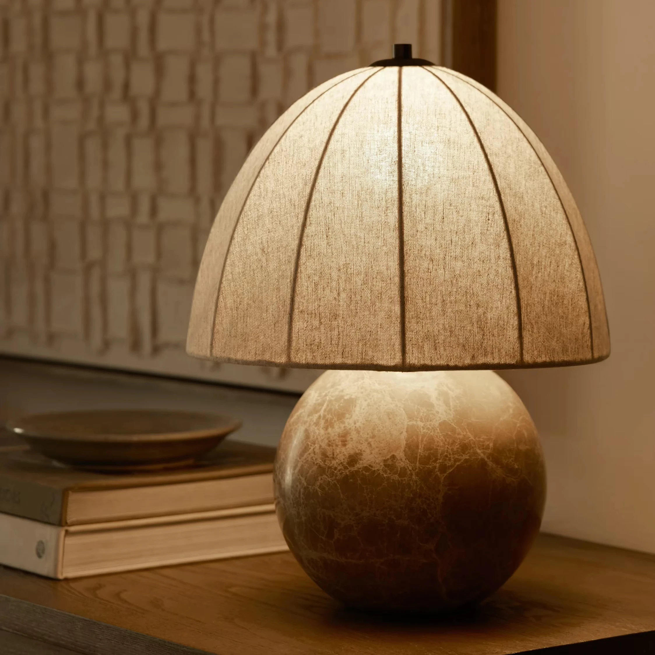 

Antique Style Vintage Table Lamp Living Room Bedroom Study Bedside Marble Fabric Table Lamps