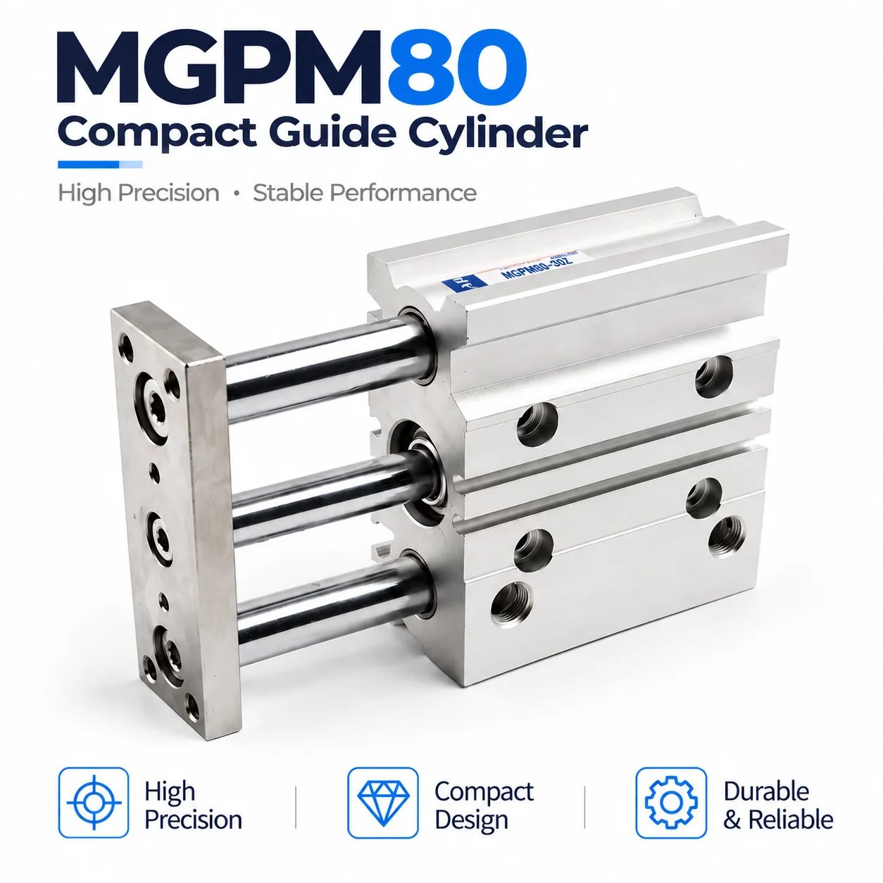 MGPM80-50Z 75Z 100Z 125Z 150Z Pneumatic Guided Cylinder High Rigidity Three Shaft Compact Cylinder Resistant To Lateral Load