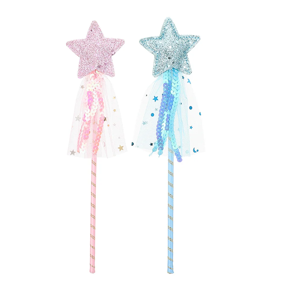2 個のノベルティ星形妖精の杖快適で創造的な妖精の小道具子供の誕生日パーティー用妖精の杖女の子用の杖