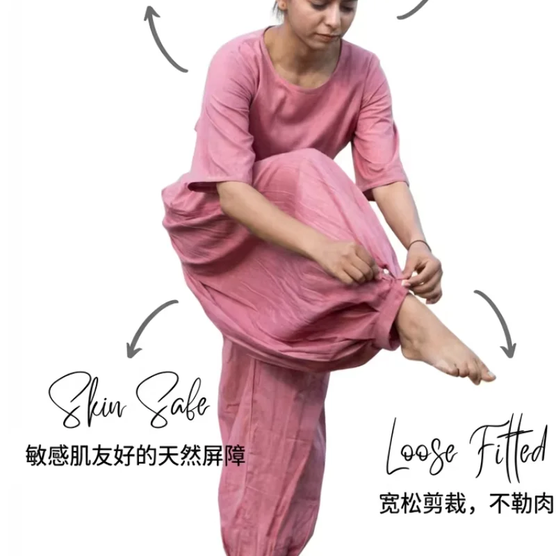 Indian Pure Cotton Traditional Yoga Suit Set For Women's Meditation Attire - view 5