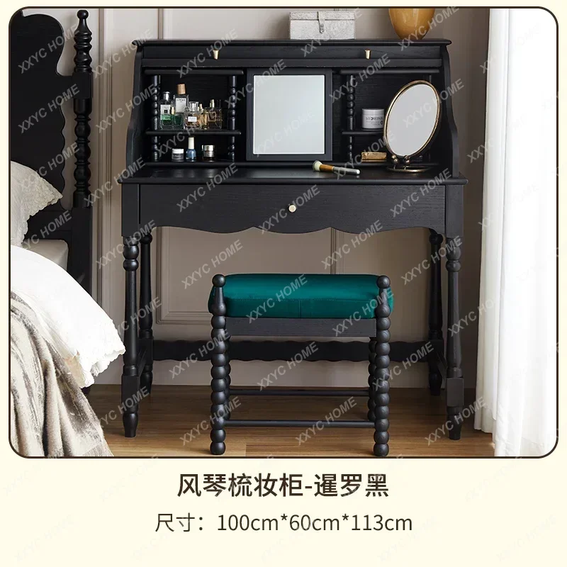 XX New  retro cream style solid wood dressing cabinet storage cabinet integrated bedroom