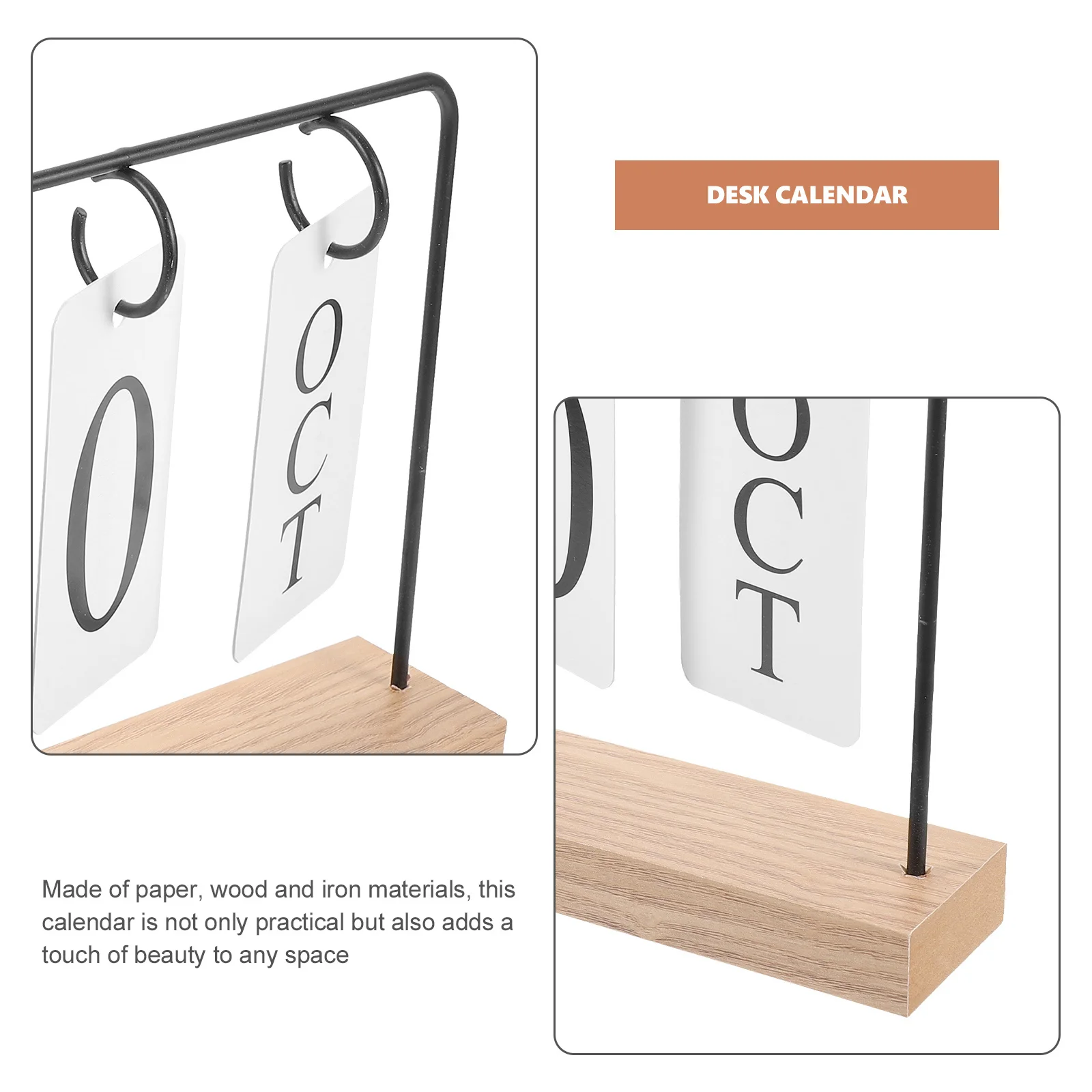 ديكور مكتبي بتقويم خشبي مبتكر، متعدد الوظائف وقابل لإعادة الاستخدام، مخطط دائم للاستخدام المنزلي والمكتب، تقويم مكتبي #4