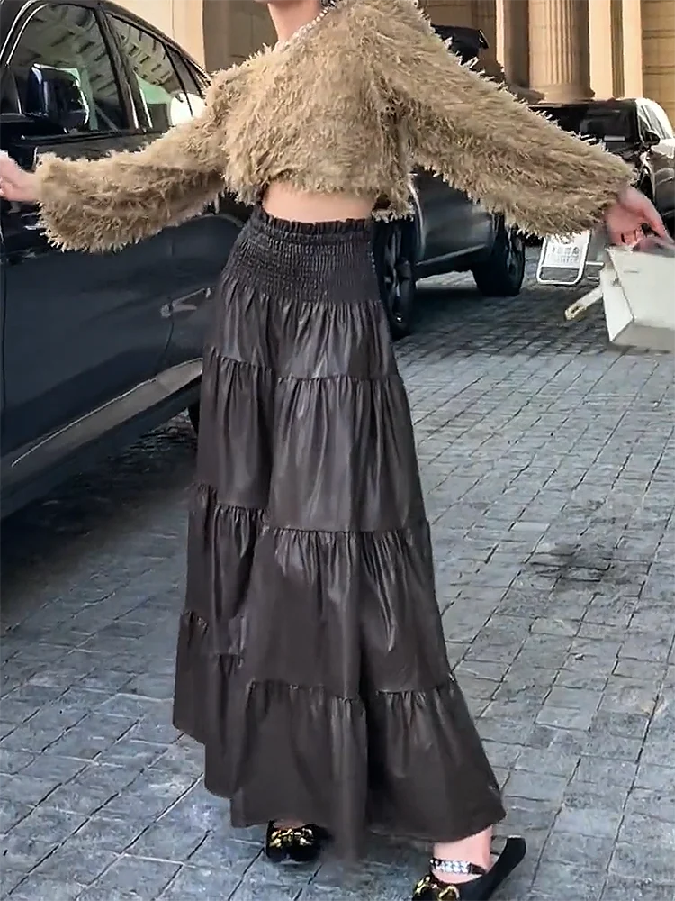 

Модная женская юбка миди с высокой талией, свободного кроя, в американском уличном стиле, осенняя новинка, трендовая модель для повседневной носки