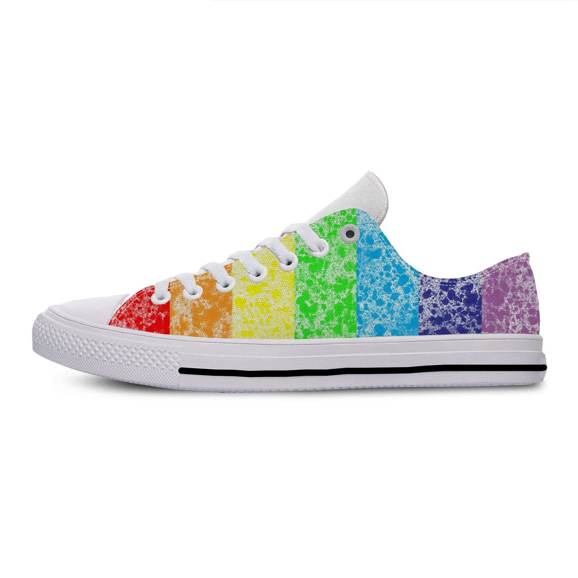 Hot Cool Rainbow Spot Stripe Colorful Watercolour Mixture Fashion Lightweight Classic Shoes Men Women Casual Breathable Sneakers