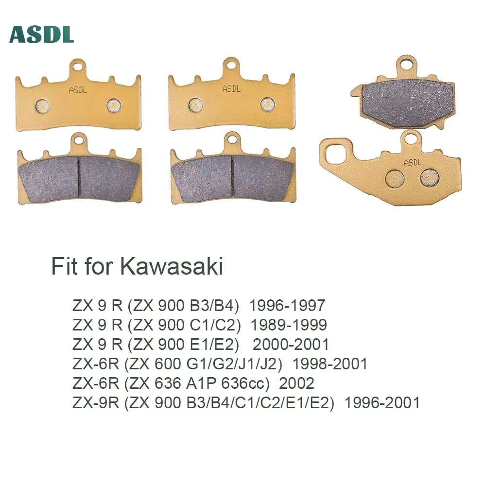 

Motorcycle Front and Rear Brake Pads for Kawasaki ZX-6R ZX 600 G1/G2/J1/J2 1998-2001 ZX 636 A1P 636cc ZX 9R ZX 900 ZX900 ZX-9R