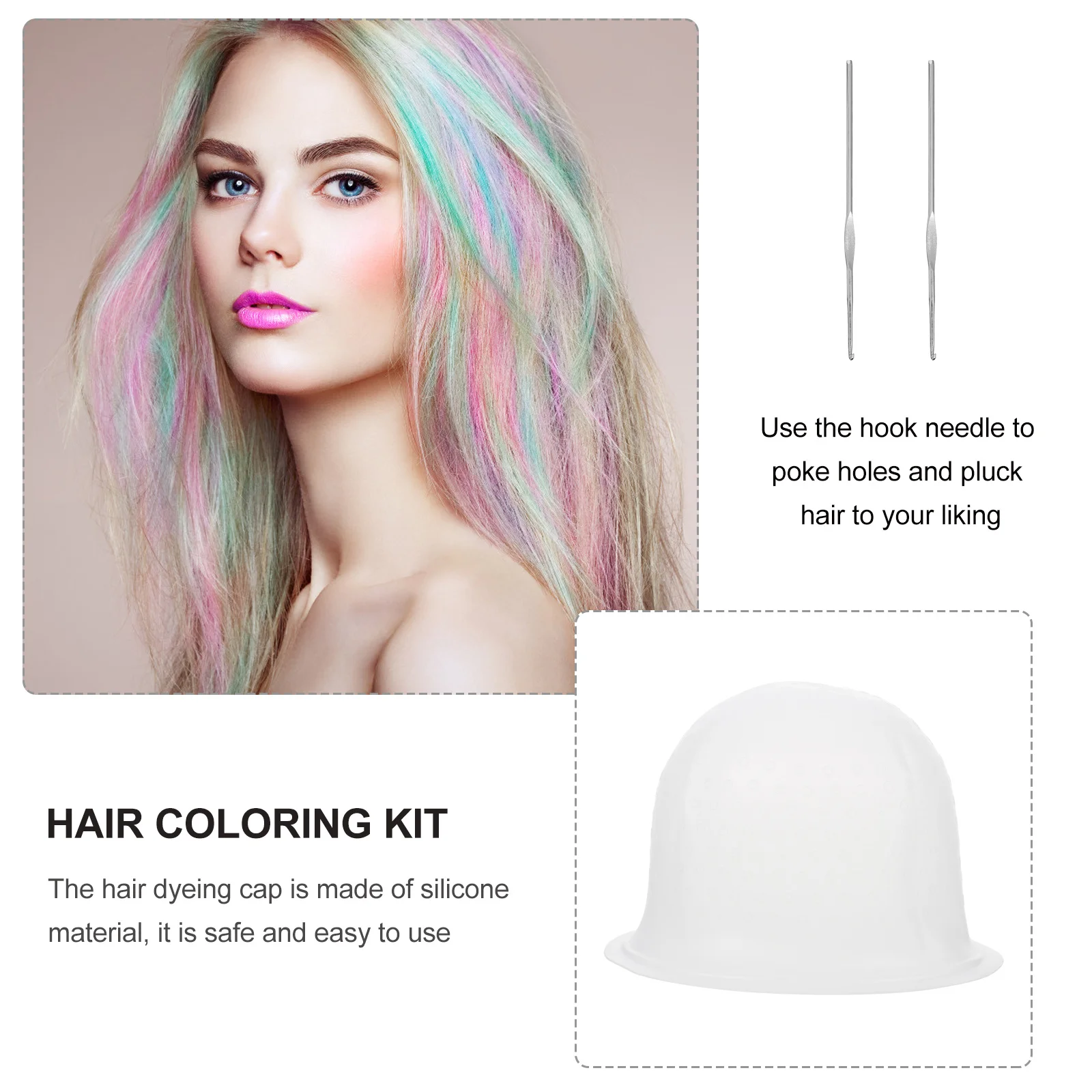 

11Pcs Silicone Highlight Cap Kit Hair Dyeing Tools Set Includes Gloves Cape for Home DIY Salon Hair Coloring Highlights