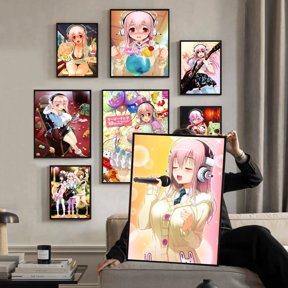 Super Sonico Manga Classic Movie Posters Whitepaper Sticker DIY Room Bar Cafe Aesthetic Art Wall Painting