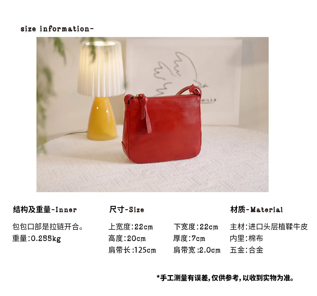Handgefertigte Damen-Umhängetasche aus echtem Leder in Rot, für Outdoor-Partys, luxuriöse Schultertasche aus echtem Rindsleder – Detail 3