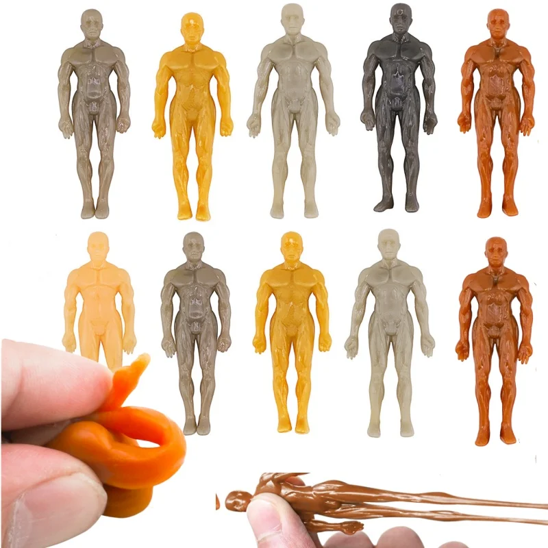 Squishy Fidget Toy Stretchy Muscle Man Soft Sticky Pull Wall Climbing Bodybuilder Stress Relief Anxiety Calming TPR Rubber Adult