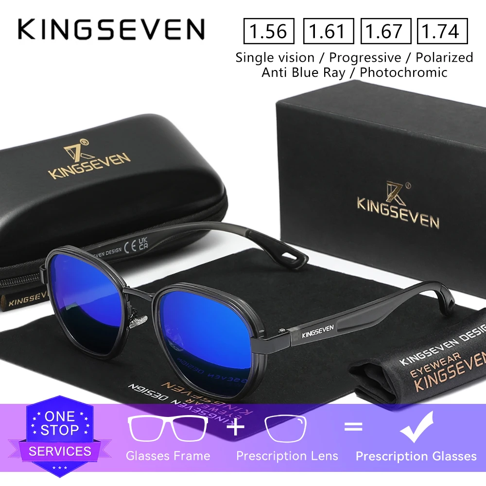 KINGSEVEN الكلاسيكية البيضاوي الرجعية النظارات الشمسية البصرية قصر النظر مد البصر وصفة طبية النظارات في الهواء الطلق القيادة موضة الرجال النساء النظارات