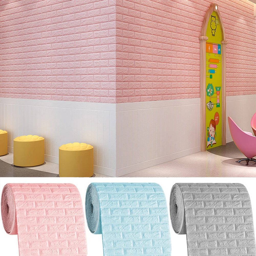 70cm*100cm 3D Wall Sticker Imitation Brick Bedroom Home Decor Waterproof Self-adhesive DIY Wallpaper for Living Room