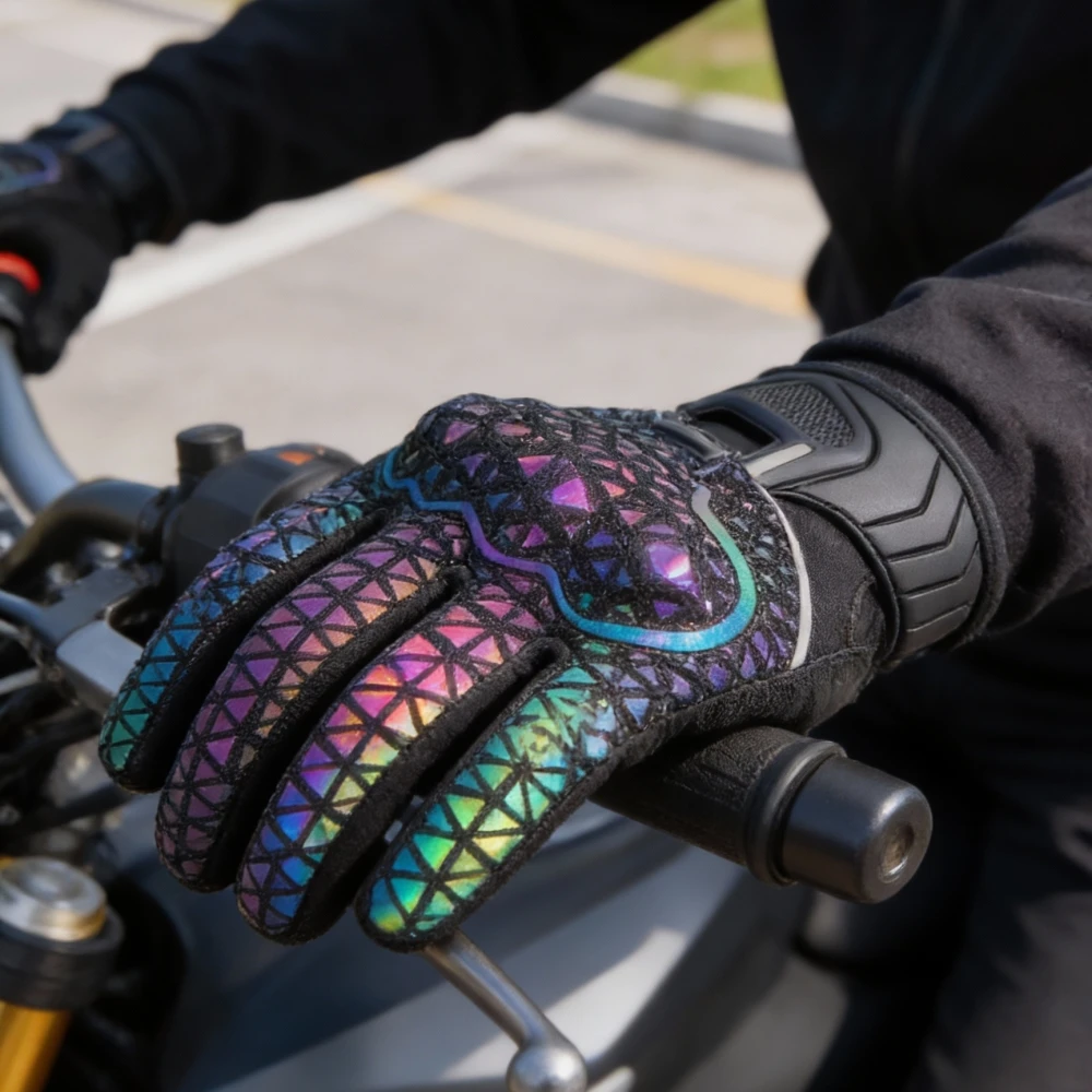 Xs Motorcycle Gear - Reflective Summer Motorcycle Gloves, Bright Colorful