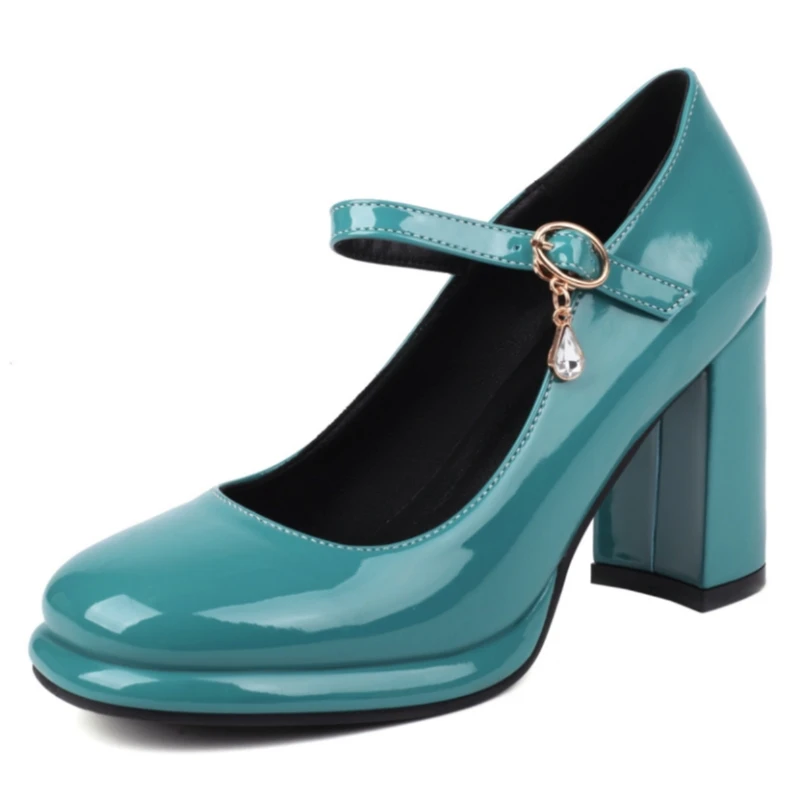 

Элегантные туфли-лодочки на высоком каблуке, женские туфли мэри джейн больших размеров 45, зеленые, синие женские туфли-лодочки на каблуке для офиса и свадьбы