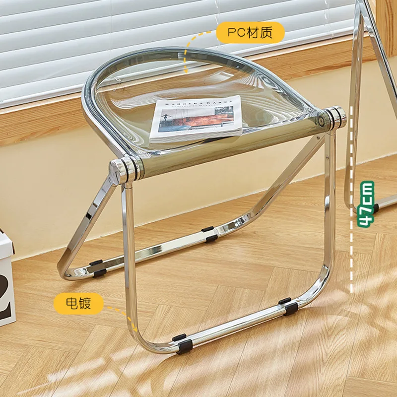 Nordic stool foldable chair household transparent medieval office chair acrylic creative dining