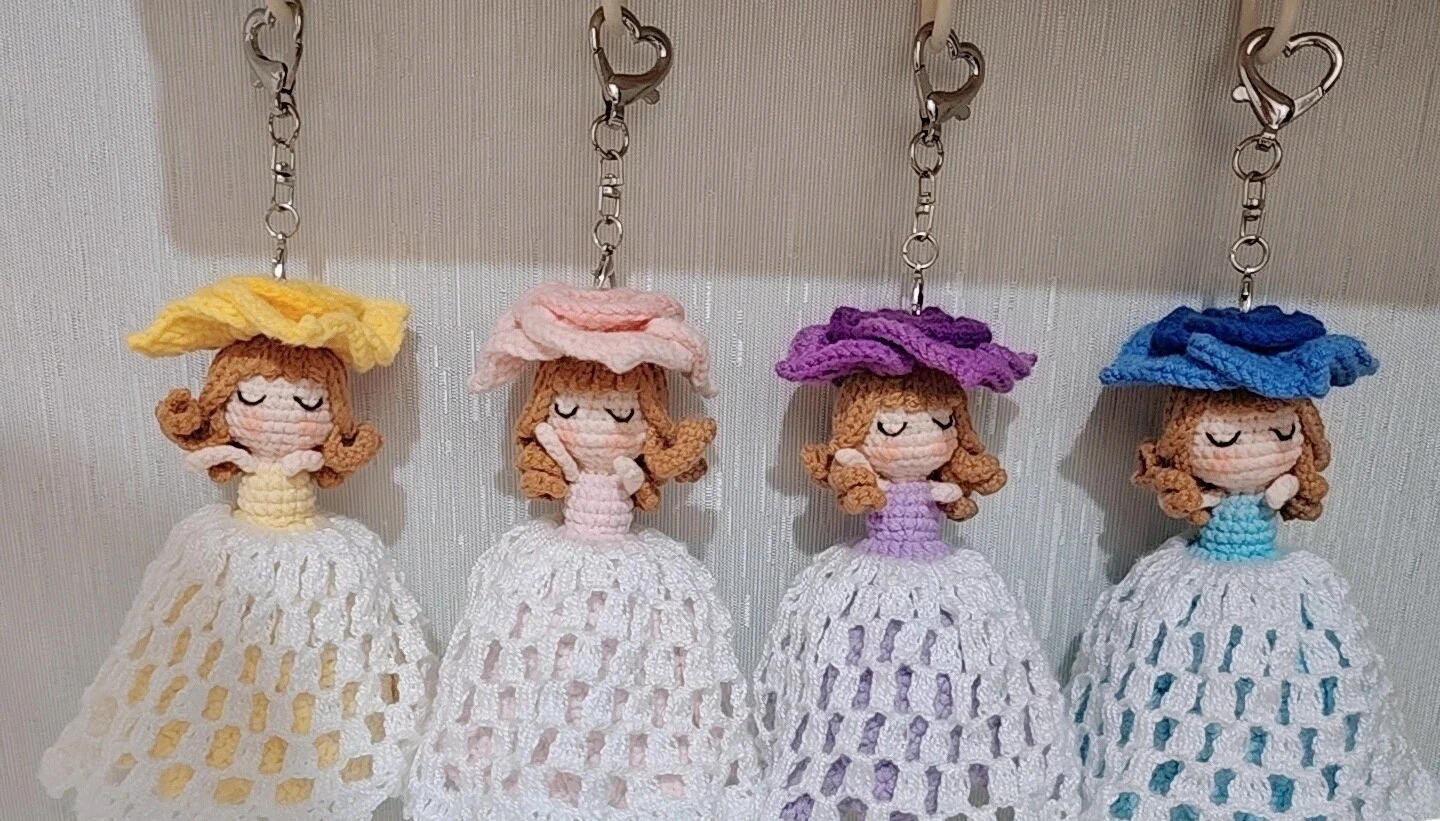 手作りdiy妖精ローズフラワー純粋なクロシェかわいい人形4本糸吊り下げ人形飾り車吊り下げ装飾