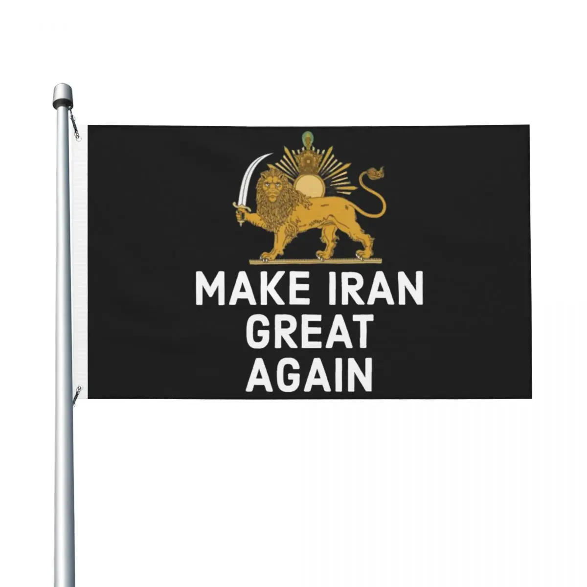 Make Iran Great Again Persian Lion And Sun Shiro Khorshid Flag Funny with 2 Grommets for Hanging Flags 90X150cm Graphic Banner