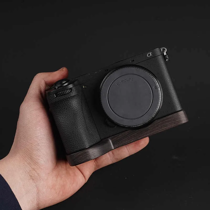 

Solid Wood Handle Ebony Walnut Enhances Protective Grip Handle For Sony Alpha 6700 Resistance, Lightweight and Portable