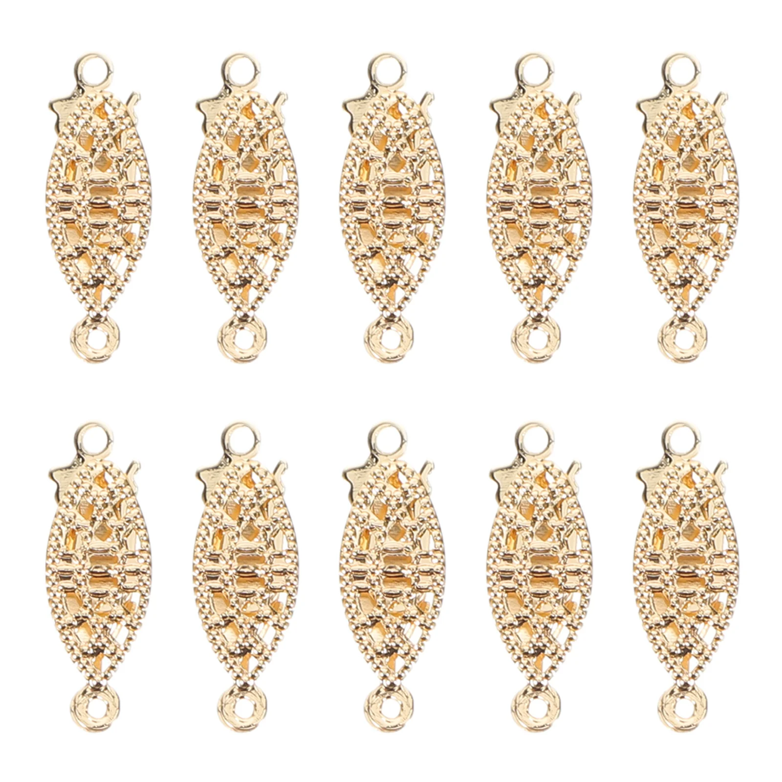 

10pcs Hollow Metal Necklace Clasp Gold Oval Filigree Connector For Diy Jewelry Making Slide Lock Closure Bracelet Chain