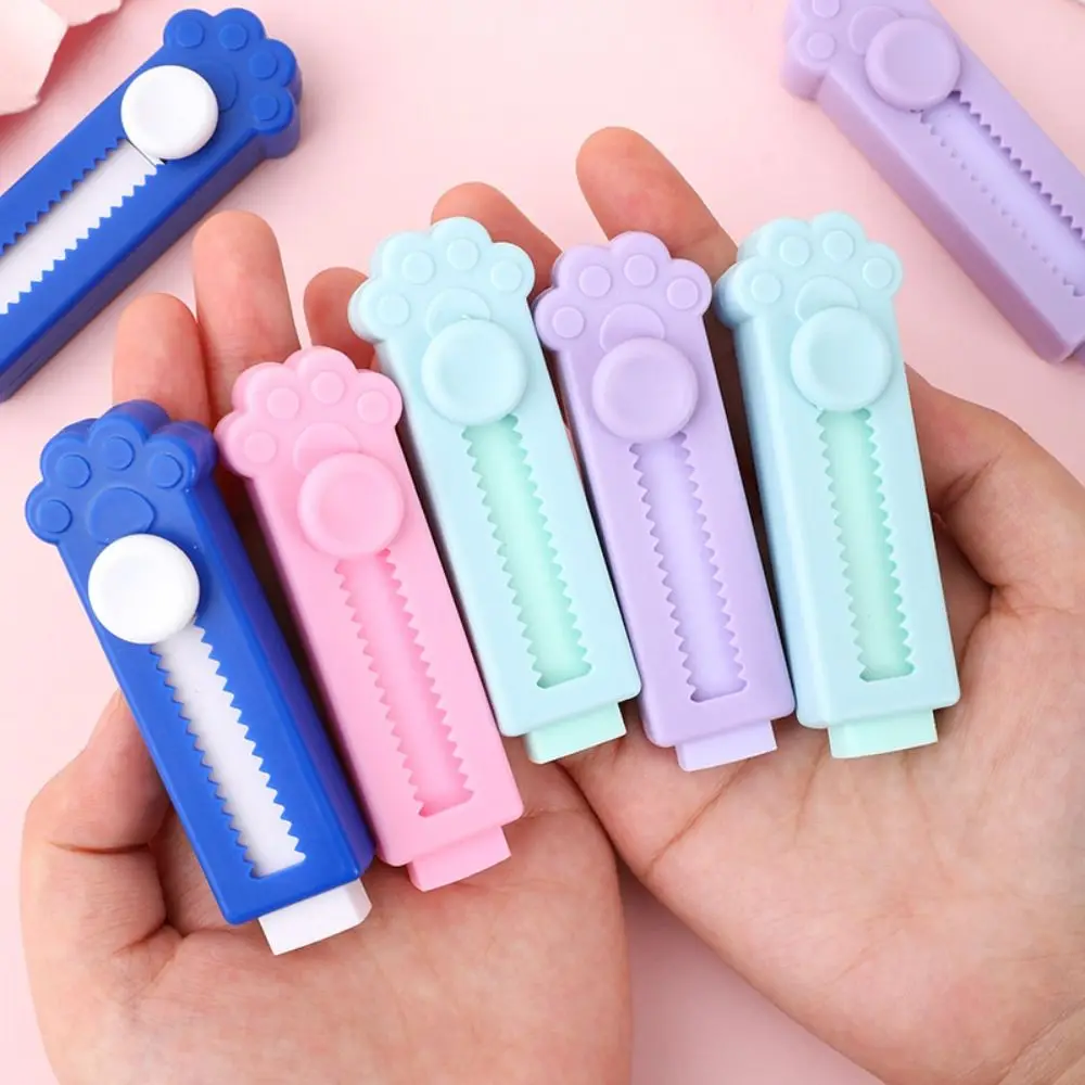 School Supplies Cute Cat Paw Eraser Cartoon Simple Push-pull Eraser Creativity Retractable Pencil Rubber Student