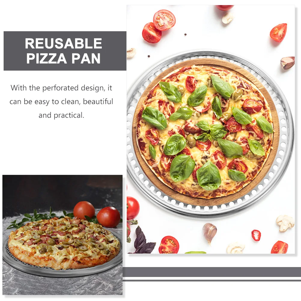 

Round Shaped Aluminum Alloy Pizza Pan Multi-Function Perforated Baking Tray Household Kitchen Baking Accessory Wear-Resistant