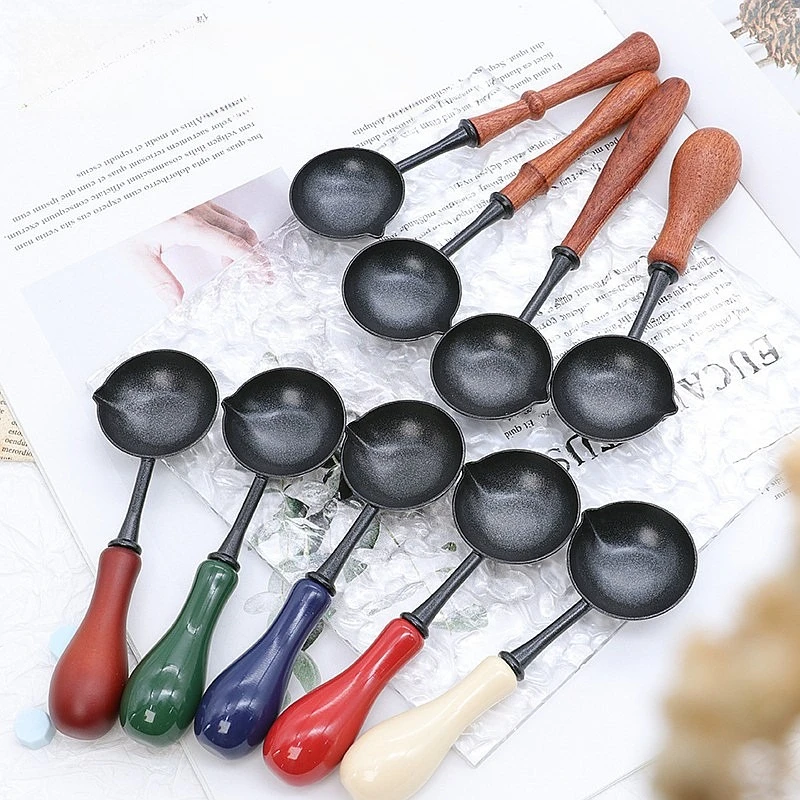 Cuchara antiadherente de fondo plano para sellar con cera, herramienta fácil de limpiar para fundir cera, cuchara para fundir cera, suministros de manualidades, sello de cera de goma
