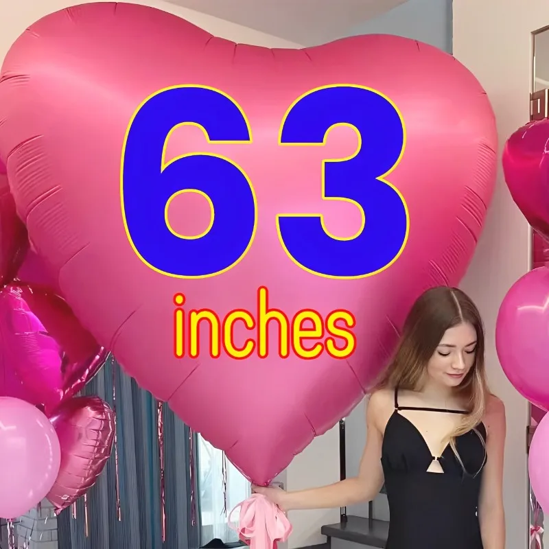 63 Inches Heart Foil Balloons Aluminum Heart Balloon for Birthday Party Valentines Day Wedding Anniversary Party Birthday Decor