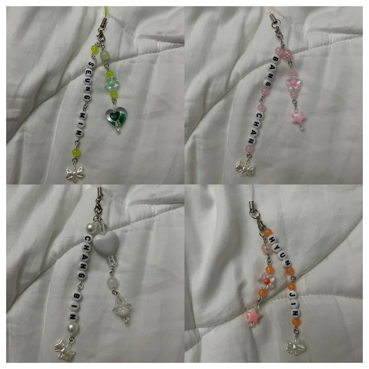 Handmade Beaded Cell Phone Lanyard, K-POP inspried Jewelry Keychain, skz Letter Charm view 2