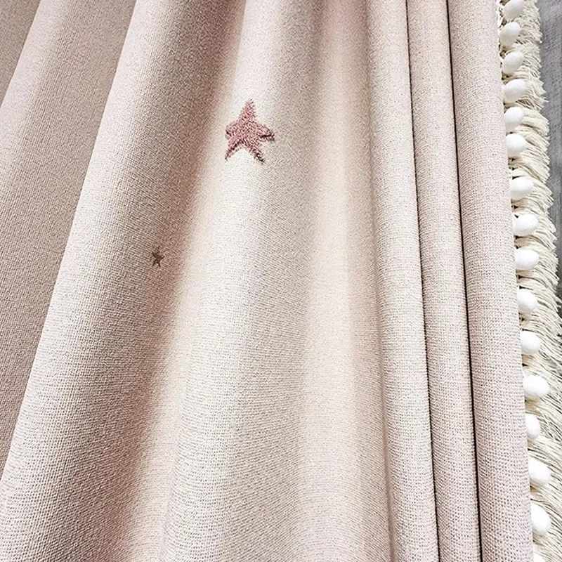 Customized Embroidered Star Chenille Blackout Children's Room Custom Window Screen Curtains for Living Dining Room Bedroom Decor