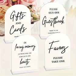 4pcs Wedding Wooden Signs for Ceremony and Reception, 5x7 Inch White Welcome Wedding Signage, Guest Book Sign Cards and Gifts Si