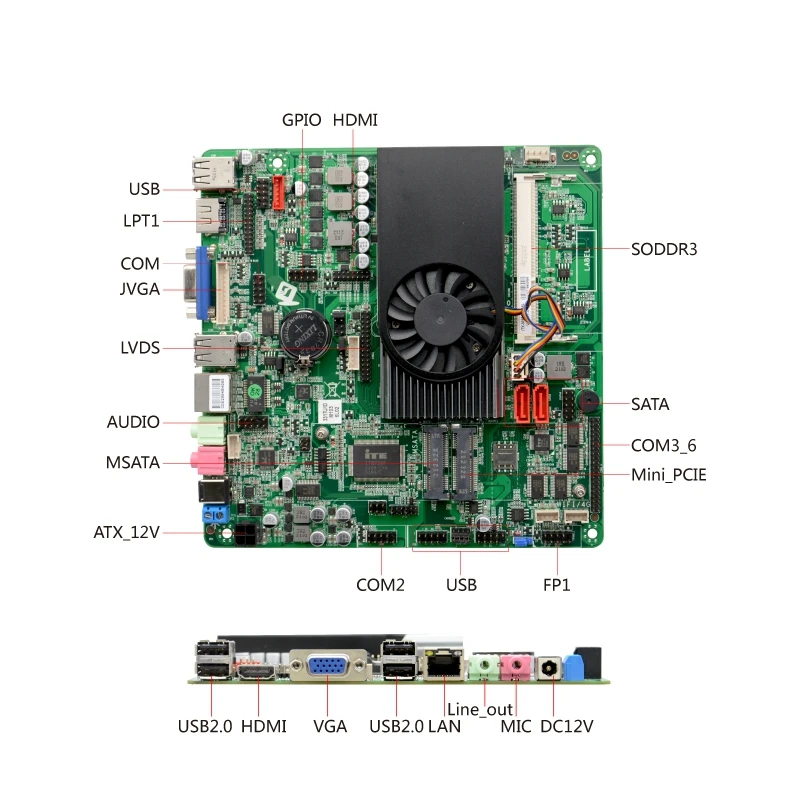 Imagem -02 - Intel-placa Mãe Intel Core i3 Mini Itx Placa Mãe com Lvds Vga Usb com 1037u Tudo em um Suporte para Windows xp