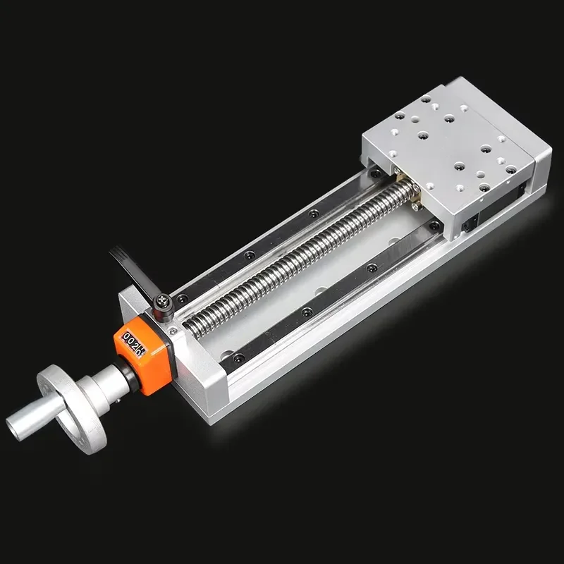 Manual Slide Table Linear Guide Module T-type Lead Screw XYZ Digital Display Fine-tuning Width 100mm Motion Module
