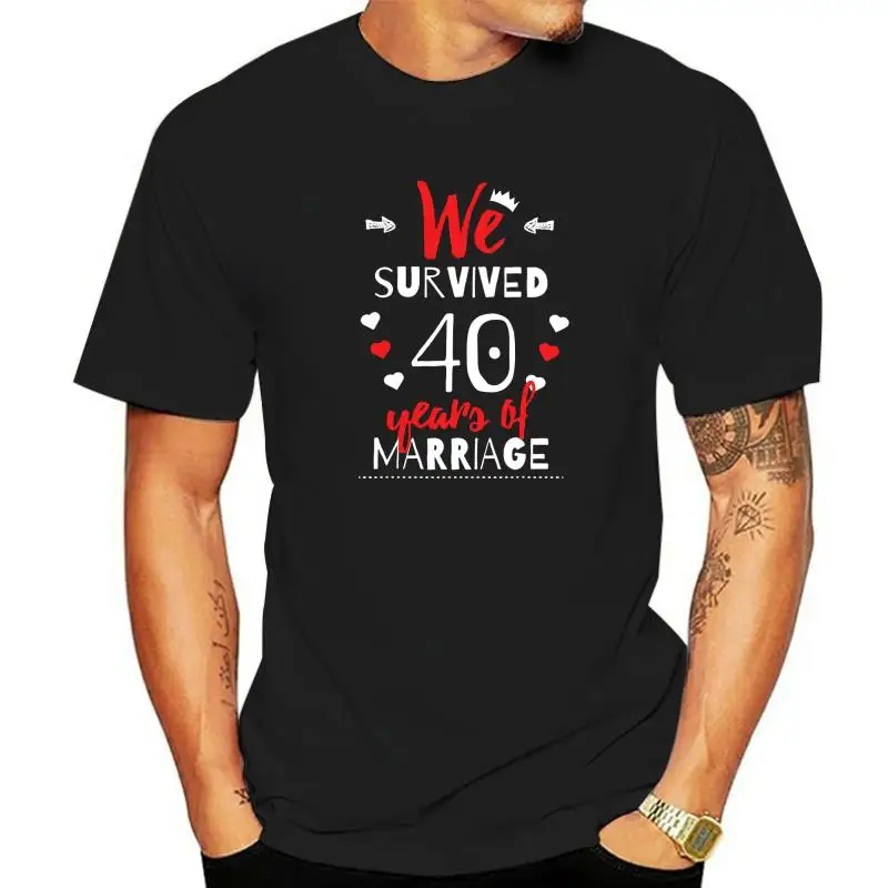 Funny 40th Wedding Anniversary T-Shirt Gifts For Couples Man Fashionable Party T Shirt Cotton T Shirt Moto Biker