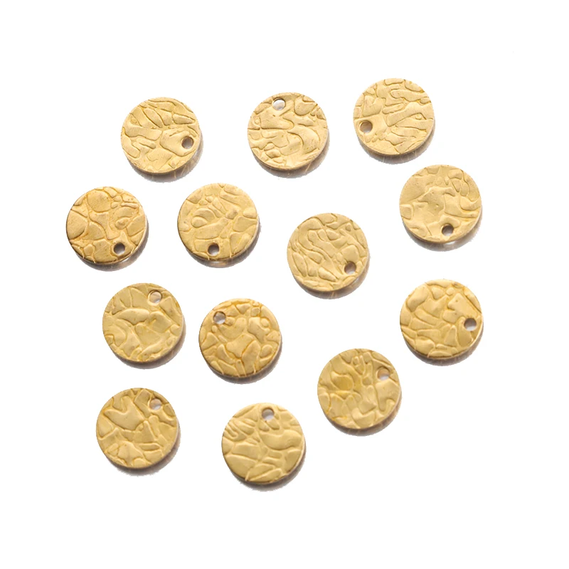 40Pcs Brass Hammered Textured Round Charms Embossing Circle Stamping Disc Coin Tags Pendants For Diy Bracelet Jewelry Making