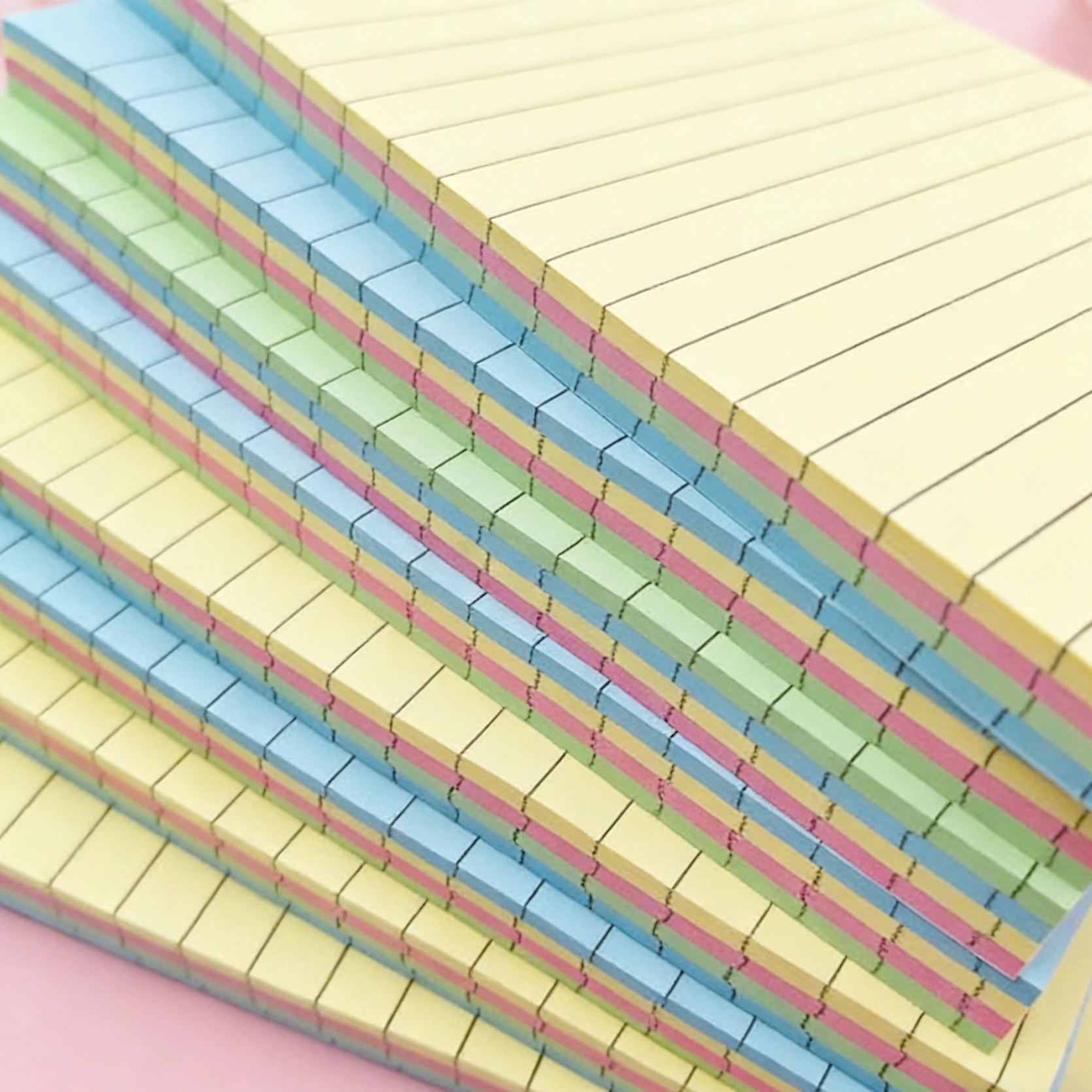 100 Blatt Linierte Haftnotizen, 2 Größen (10x15cm & 7,6x7,6cm), 4 Sortierte Farben, Selbstklebende Notizblöcke für Büro & Schule – Detail 5