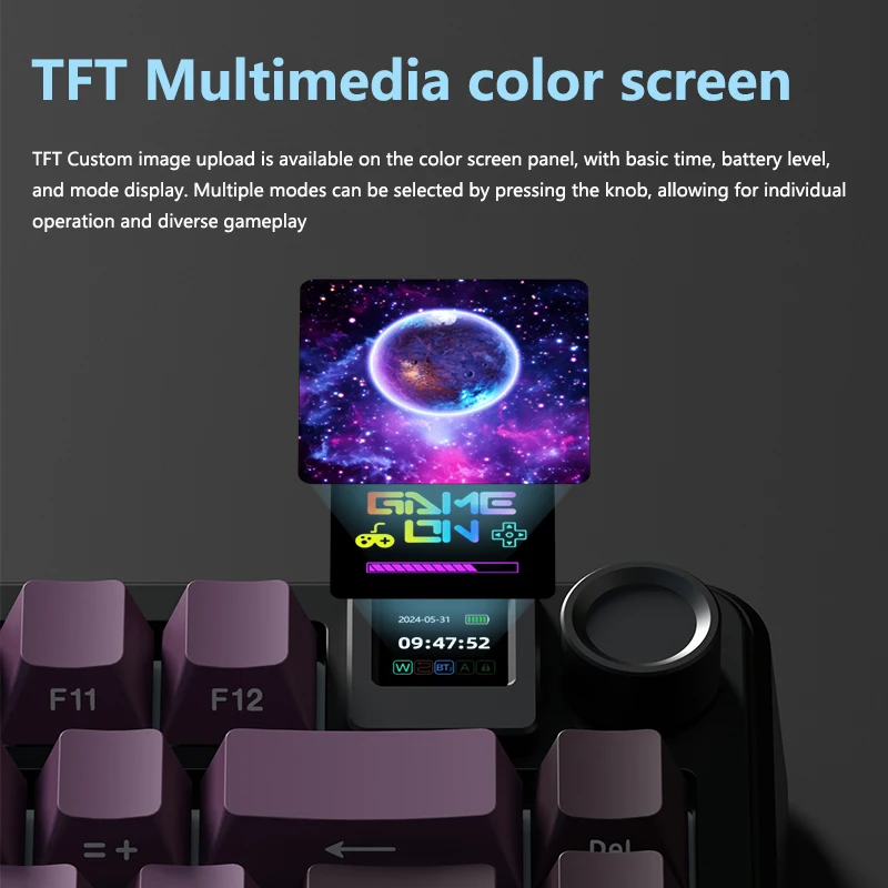 WK75 Wireless Mechanical Keyboard Three Mode RGB  Hot Swap with Screen Gaming Keyboard