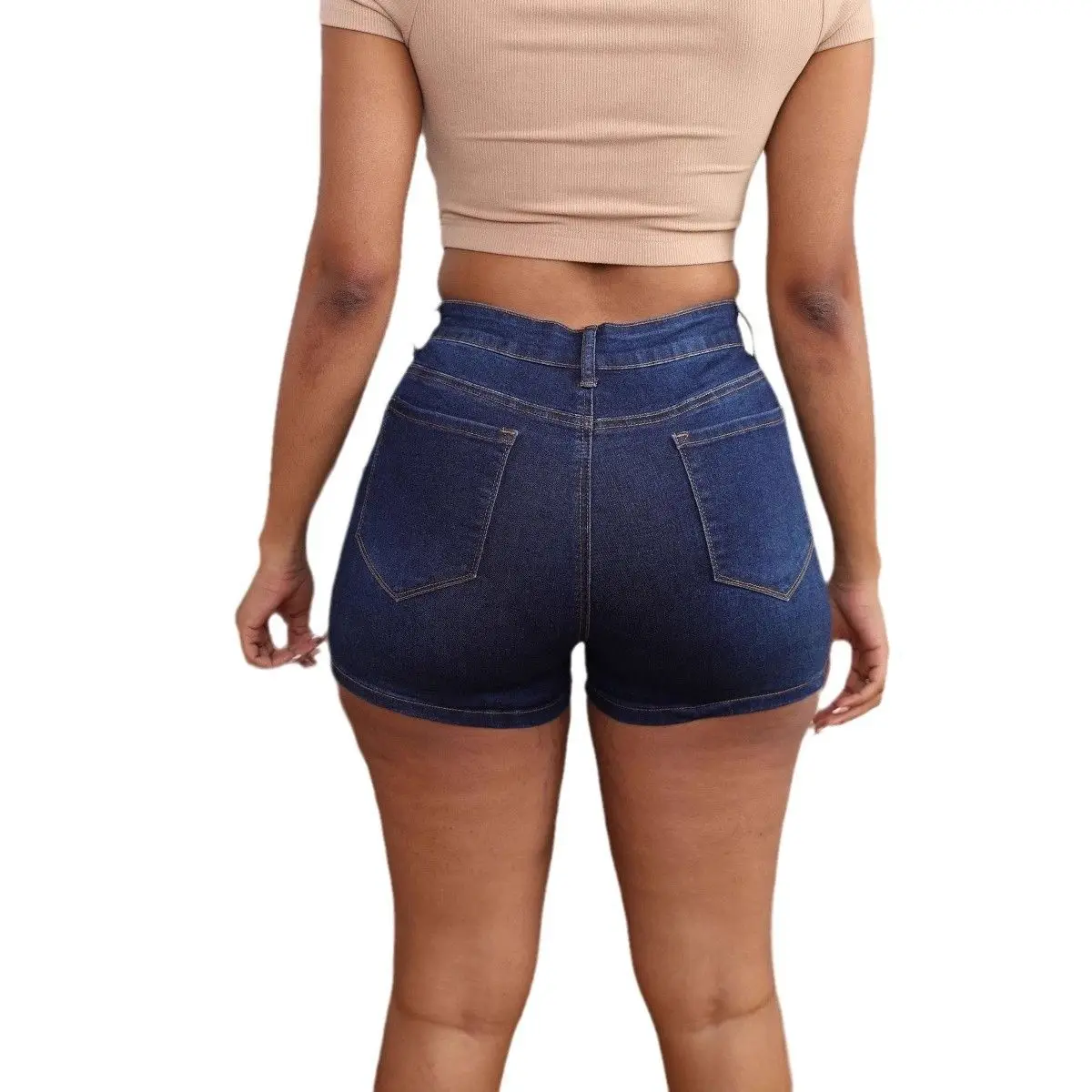 ربيع ارتفاع الخصر الدنيم الأزرق orts للنساء الحضرية Sle القطن عالية المرونة الرمال Waed المياه Waed لا العلامة التجارية #5